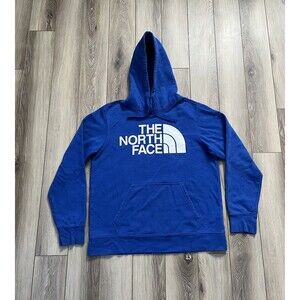 The North Face Sweatshirt Men's Size Medium Hoodie Blue Hoodie Front Logo Fleece